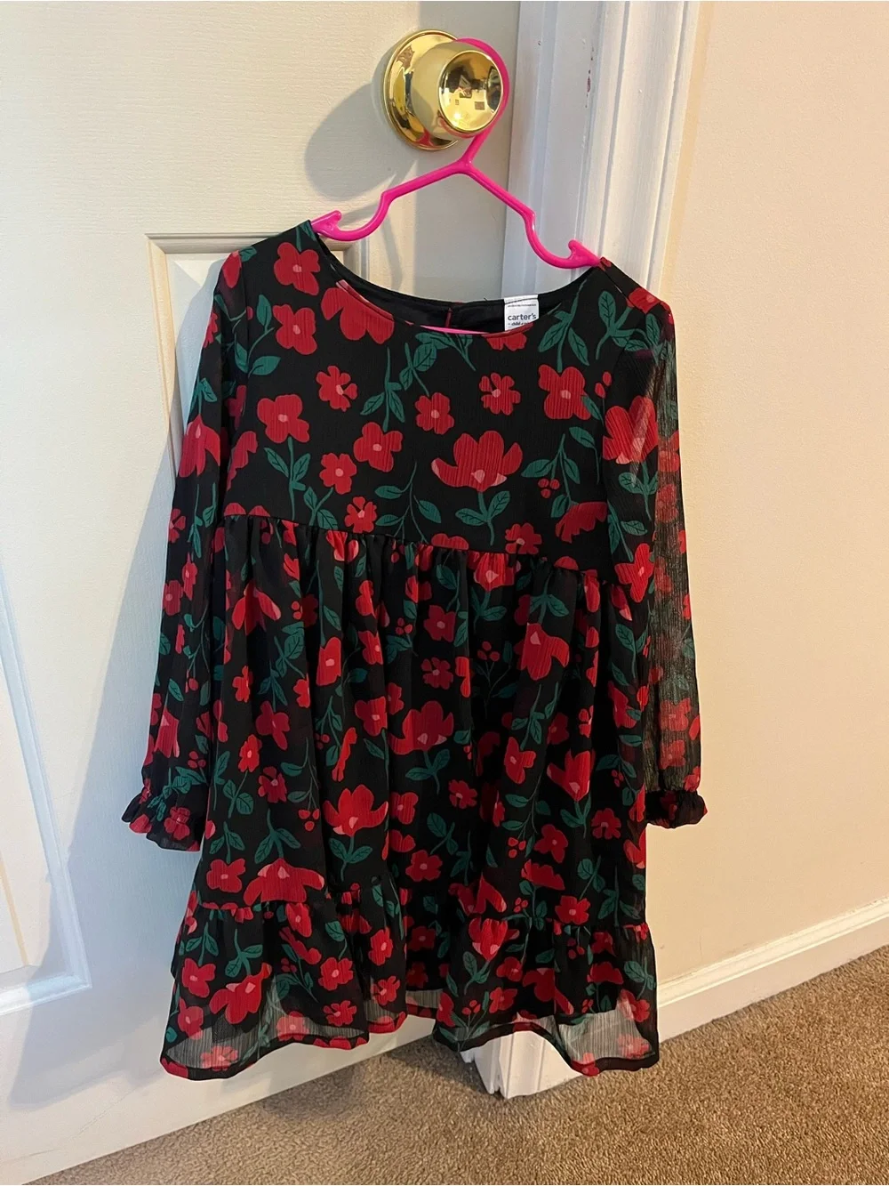 Carter’s Black Floral Dress (Long Sleeve) -Girls size 5